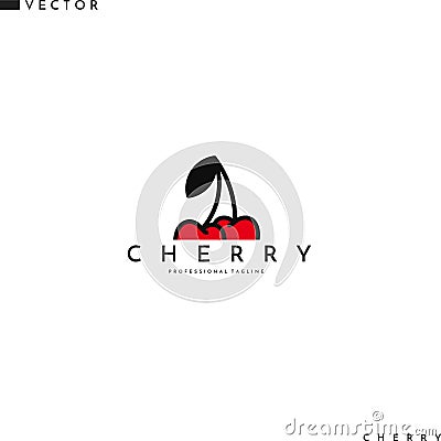 Abstract cherry logo. Fresh berry Vector Illustration